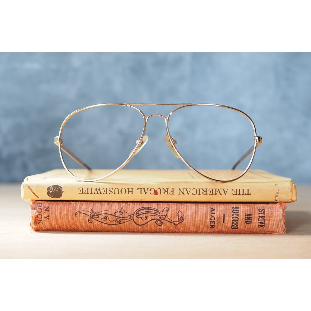 Vintage 1970s Aviator  Eyeglasses Japan NOS Gold Tone Pilot Grandpa Retro